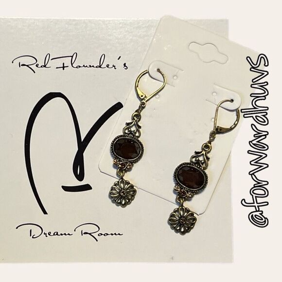 Lia Sophia Bronze Color Dangle Earrings with Rhinestone - Picture 7 of 8